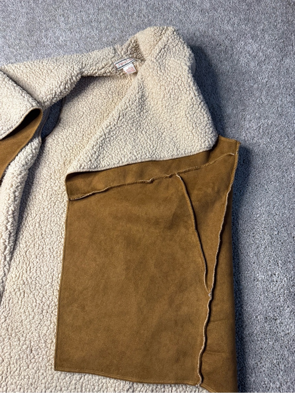 Flying Tomato Brown Suede Sherpa-Lined Open Vest - Picture 4 of 7